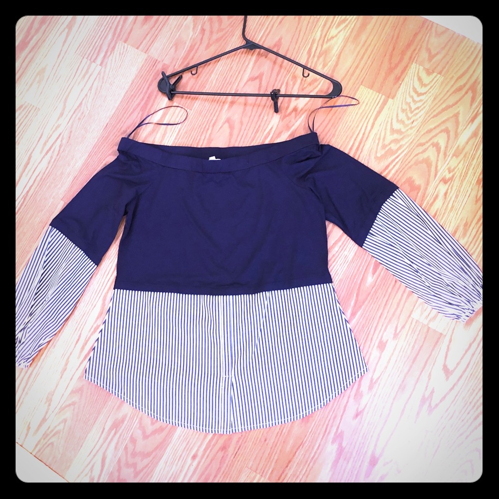 Neiman Marcus off the shoulder shirt